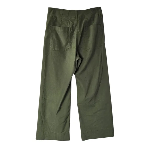 Anthropologie Maeve The Colette Crop Wide-Leg Pants Olive Green - Picture 4 of 14